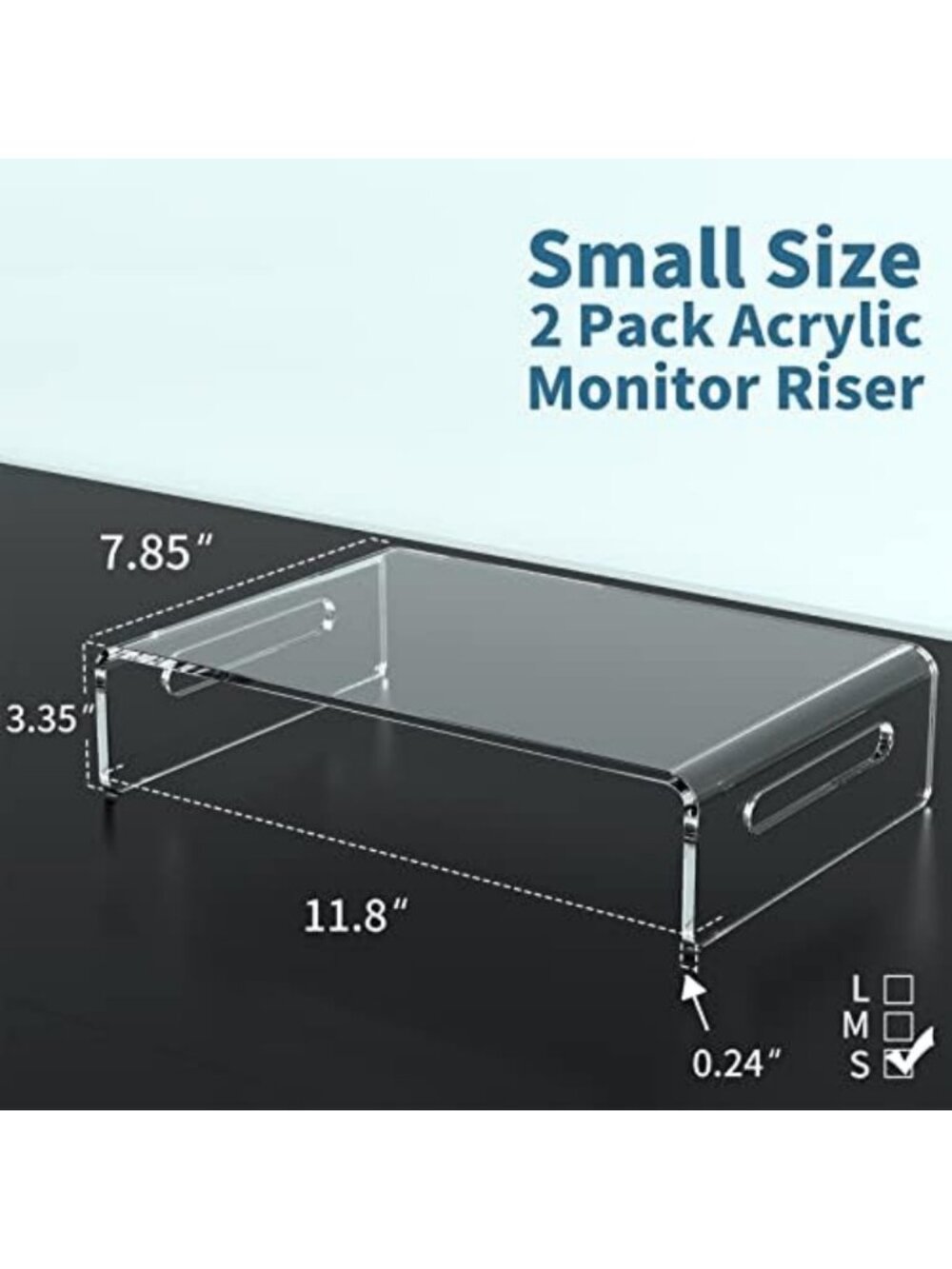 2-Pack Acrylic Monitor Stand Riser for Computer, Adjustable Height & Stylish - Picture 3 of 6